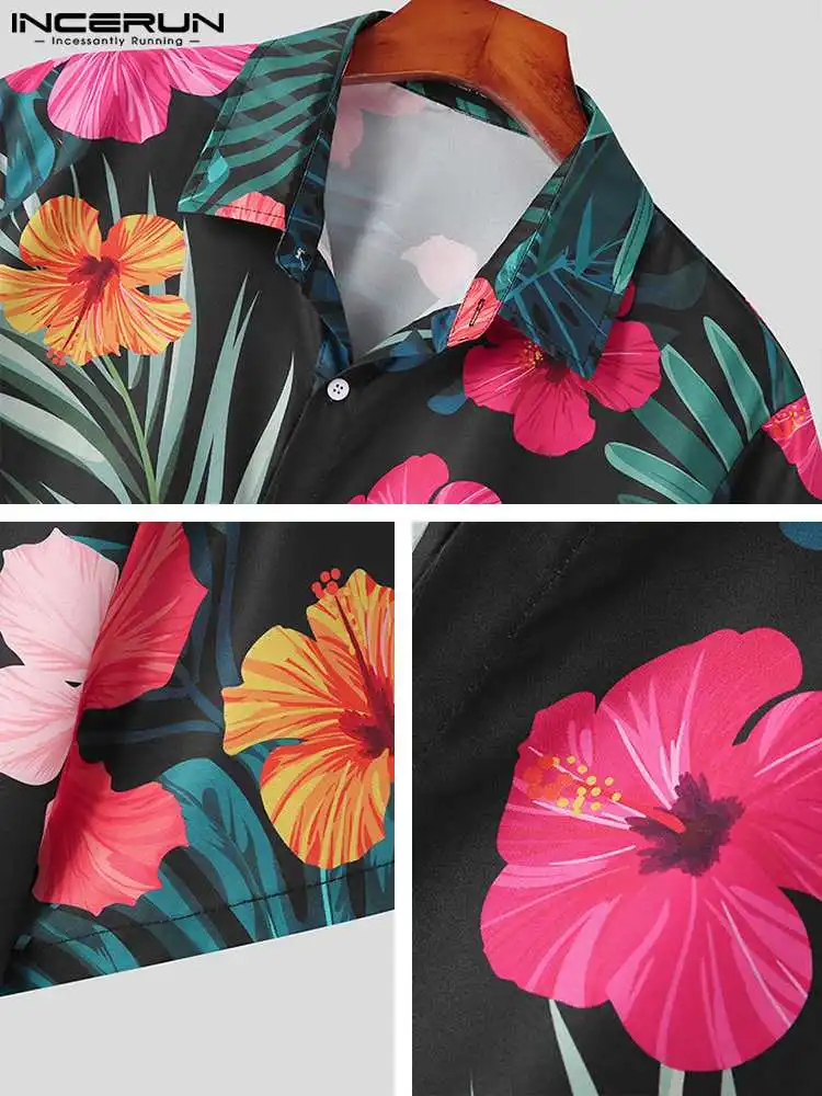 Stylish Well Fitting New Men Tops INCERUN Printing Short Sleeve Shirts Casual Party Male Well Fitting Hot Sale Shirts S-3XL 2022