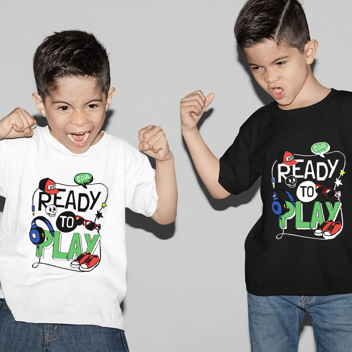 

Summer Funny Ready To Play Letter Print Kid T-shirts 100% Cotton Children Baby Harajuku Kawaii Clothes Boy Girl Short sleeve Top