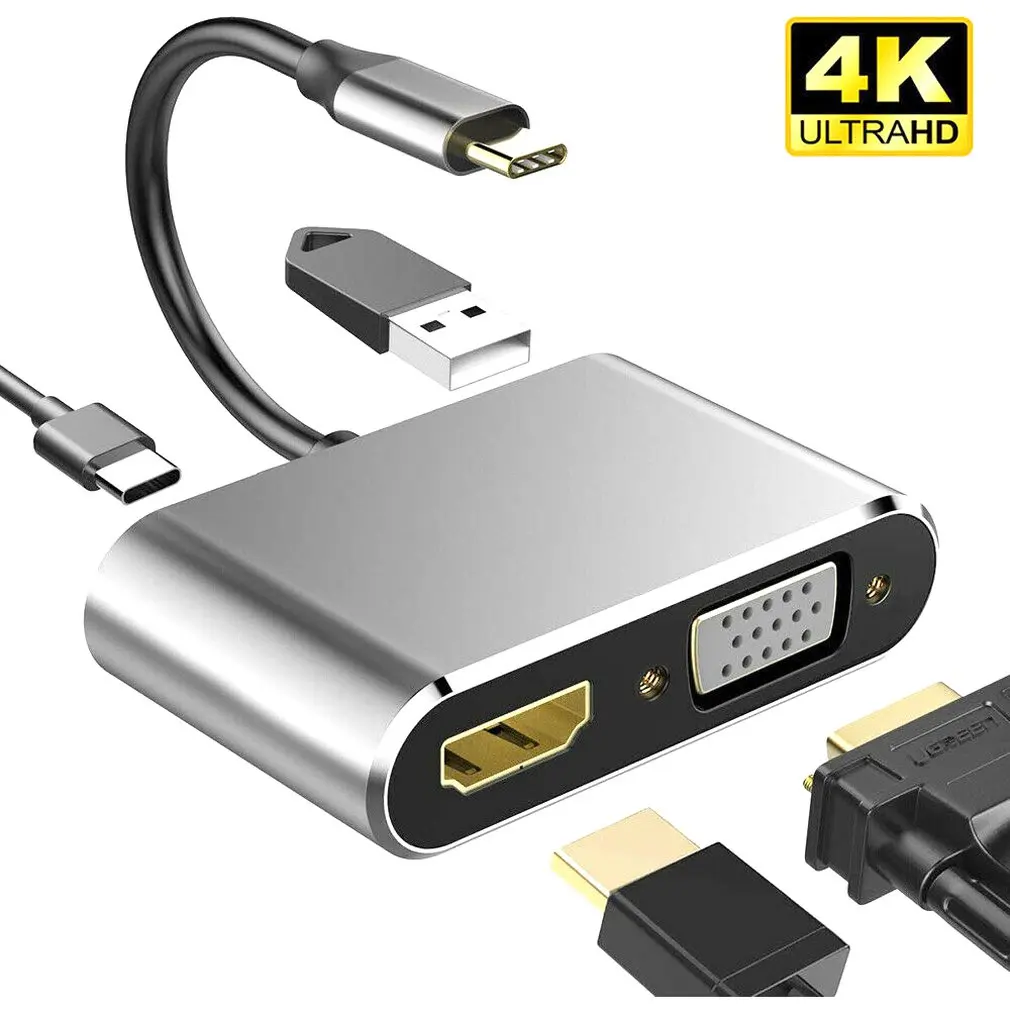 

Type-C To HDMI-compatible 4K VGA USB C 3.0 Hub Adapter For MacBook Nintendo Samsung S9 Dex Huawei P20 Xioami 10 TV