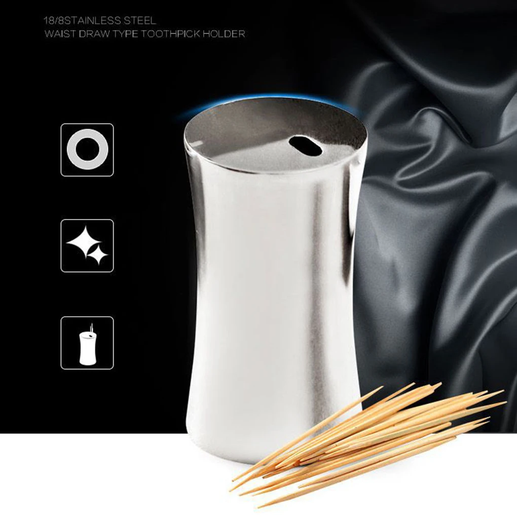 

1 Pcs Stainless Steel Toothpick Holder Dispenser Organizer Household Table Toothpick Storage Box toothpick dispenser