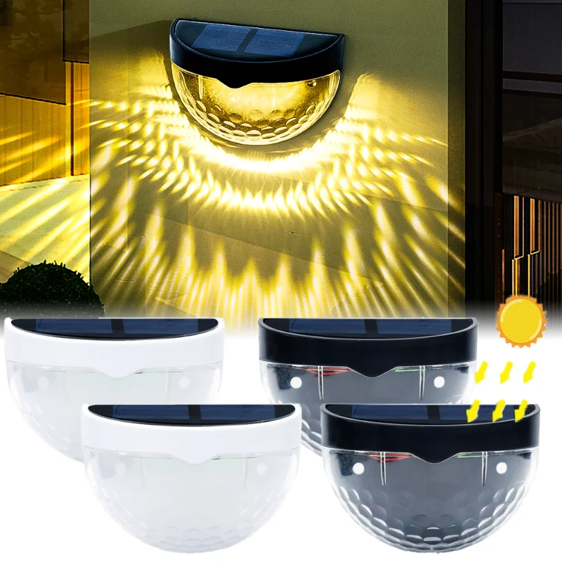 

6LEDs Solar Wall Light Pathway Energy Lamps Waterproof Stair Fence Lamp Semi-circular Light Outdoor Garden Decoration Lighting