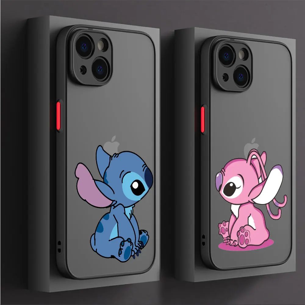 Милый чехол Angie Stitch для Apple iPhone 15 11 14 13 12 Pro 7 XR X XS Max 8 Plus 6 6S SE 2022 15Pro черный матовый
