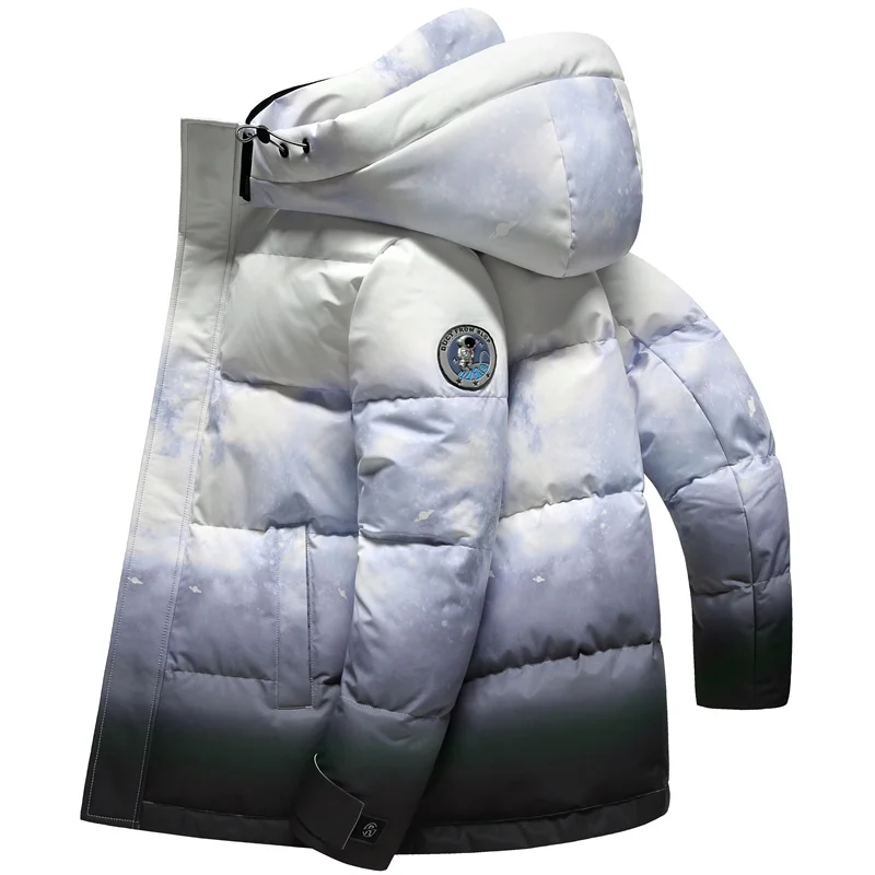 

Мужской пуховик с капюшоном, теплый пуховик на 90% белом утином пуху, зима 2023