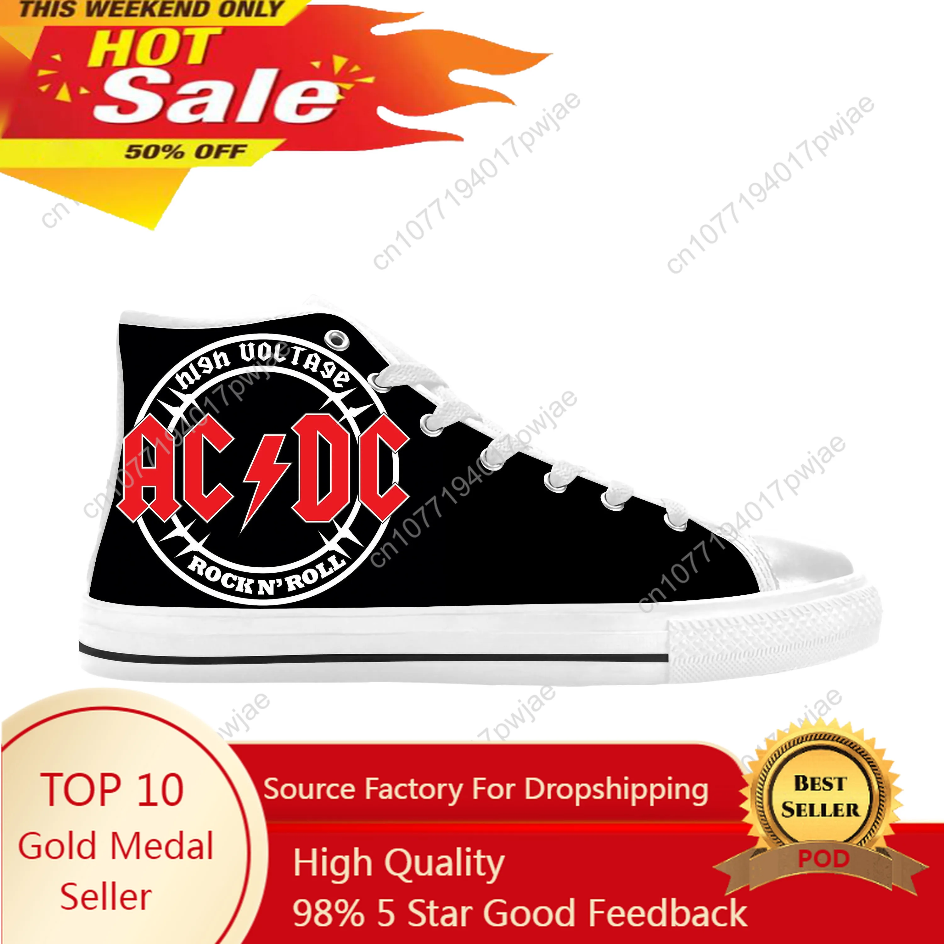 

Hot Dcs Hard Blues Heavy Metal Rock Band Ac Acdcs Casual Cloth Shoes High Top Comfortable Breathable 3D Print Men Women Sneakers