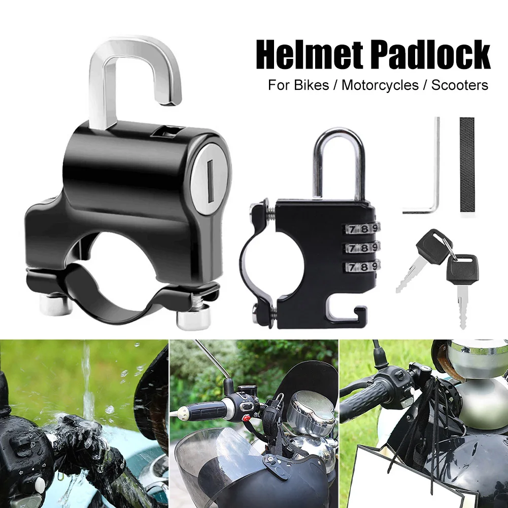 

Motorcycle Helmet Lock 3-Digit Combination Padlock Anti-Theft Helmet Lock Tamper-proof for Scooter Handlebar Cycling Accessories