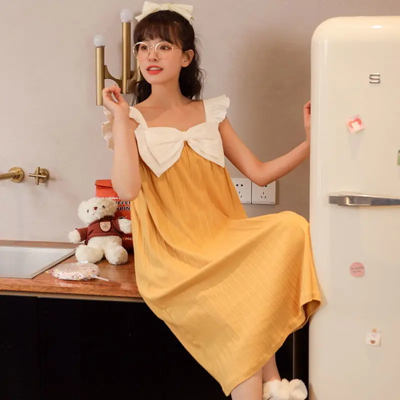 Pijamas Women Sleepwear Summer Camisolas Young Women's Home Clothing Sets Kawaii Bear Printing Soft Texture Cotton Pajamas Set