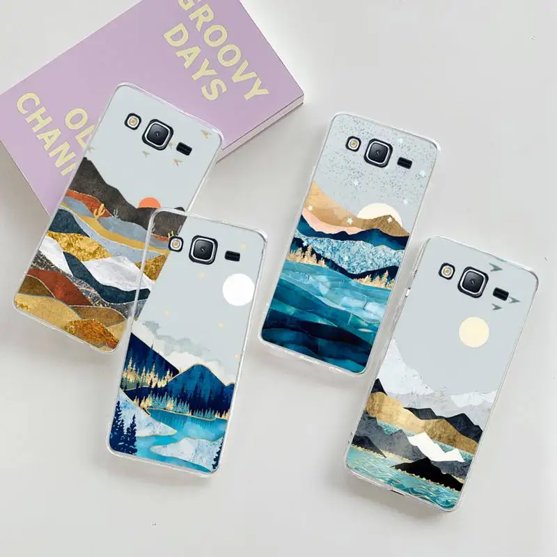 

Hand Painted Scenery mountain sunset Phone Case Transparent For Samsung Galaxy A S 22 52 20 21 71 10 51 50 12 40 fe ultra plus