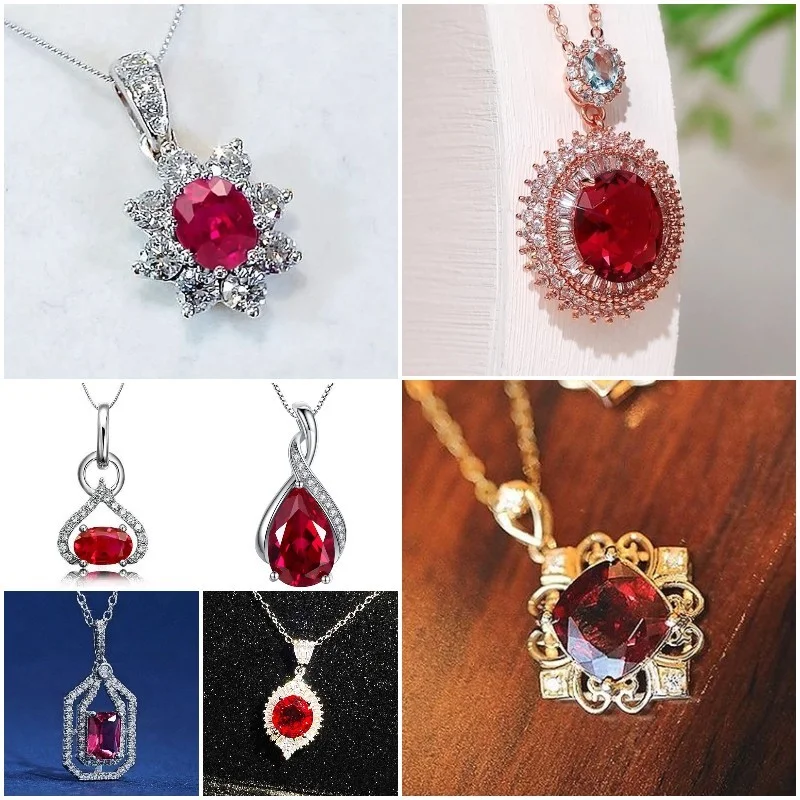 

CAOSHI Noble Female Pendant Necklaces with Bright Red Zirconia Delicate Women High-quality Anniversary Gift Luxury Lady Jewelry