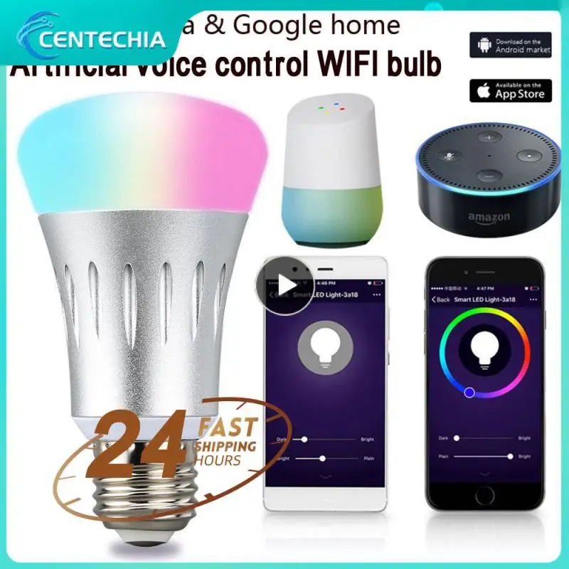 

Energy-saving Lamp Wireless WiFi Smart Light Bulb Remote Voice Control Light Led Lamp Compatible with Alexa Home RGBW