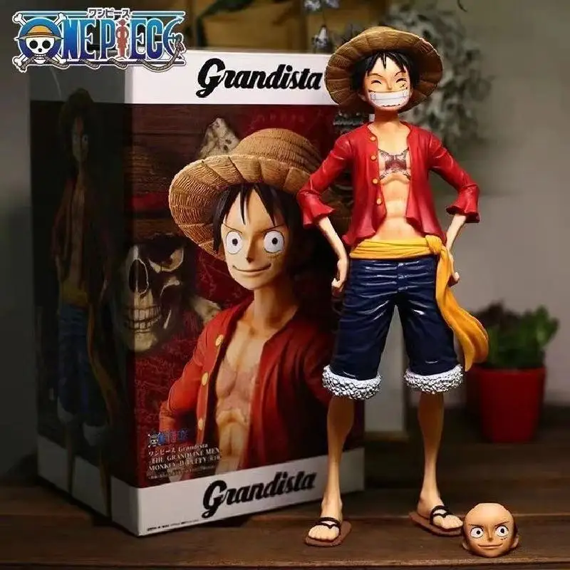 

28cm Anime One Piece Assemble Figure Confident Smiley Luffy Three Form Face Changing Doll Action Figurine Model Toys Garage Kits