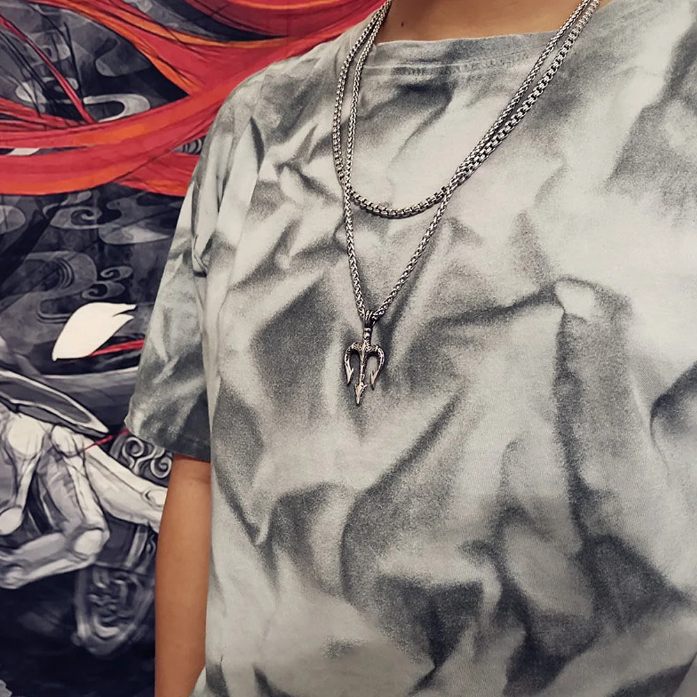 Винтажное ожерелье Poseidon с тремя зубьями мужская мода старинный греческий тризуб