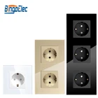 Bingoelec Одиночная розетка, Хрустальная стеклянная панель 16 А, двойная настенная розетка, тройная настенная розетка