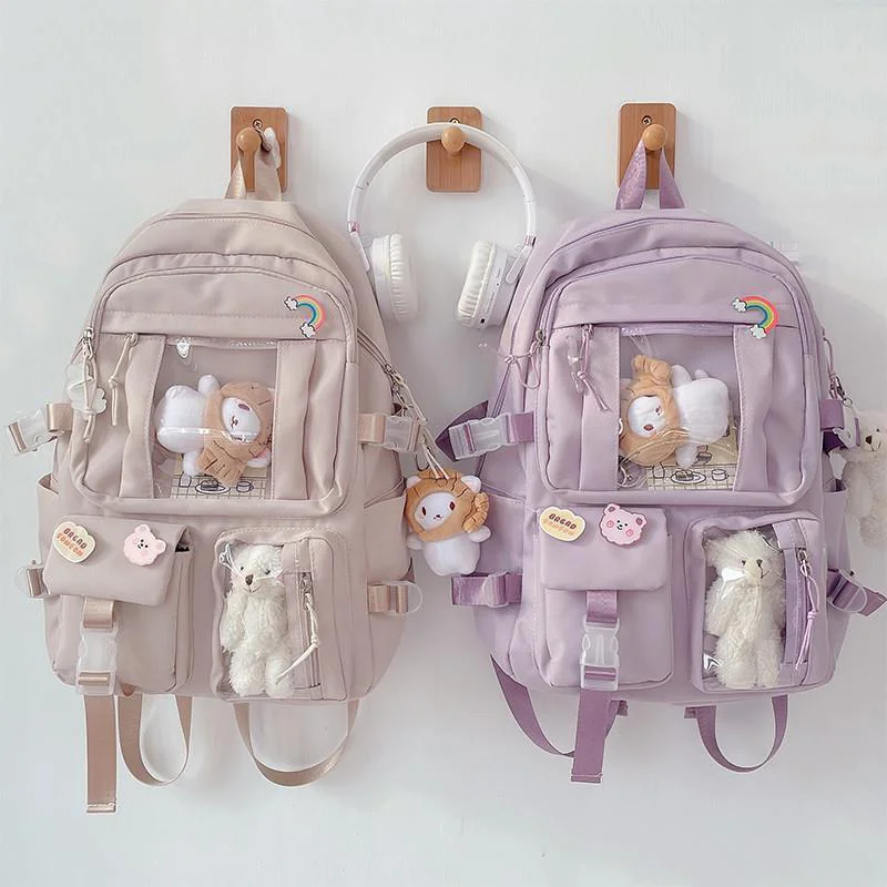 

Вместительный милый женский нейлоновый рюкзак с несколькими карманами, сумка для учеников младшей и старшей школы, Женский ранец для ноутбука для девочек
