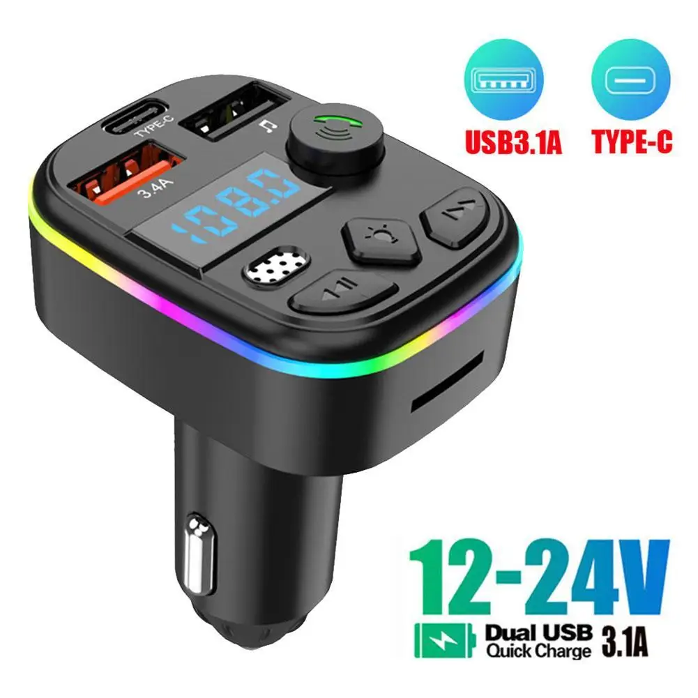 

Car MP3 Player BT 5.0 Wireless FM Transmitter Audio Music Stereo 12V-24V 3.1A Dual USB Port Car Charger Auto Interior Accessory