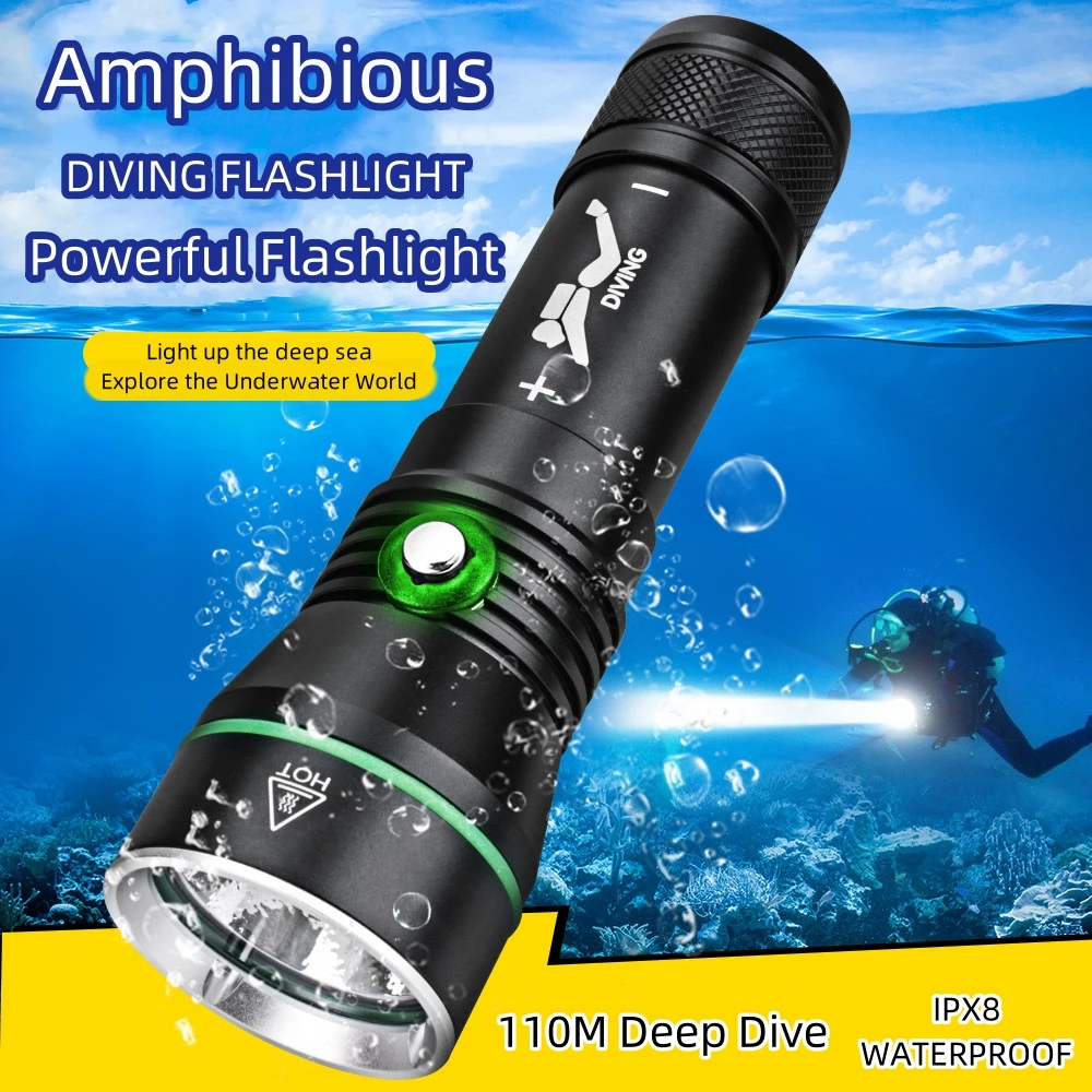 Фонарик для дайвинга 200 м IPX8 глубина погружения 100