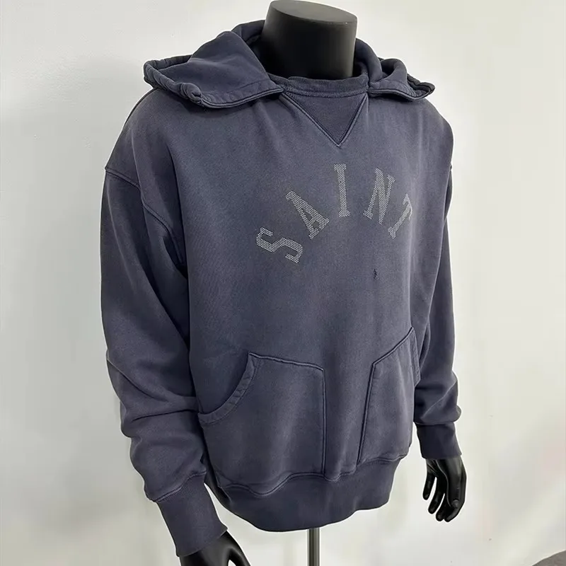 Толстовка 24ss M13 SAINT MICHAEL Мужская/женская голубая Повседневный пуловер с капюшоном