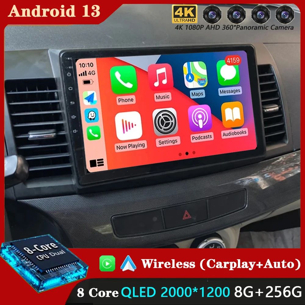 Автомагнитола 2 Din Android 13 для Mitsubishi Lancer 10 CY 2007-2017 мультимедийный видеоплеер GPS Carplay