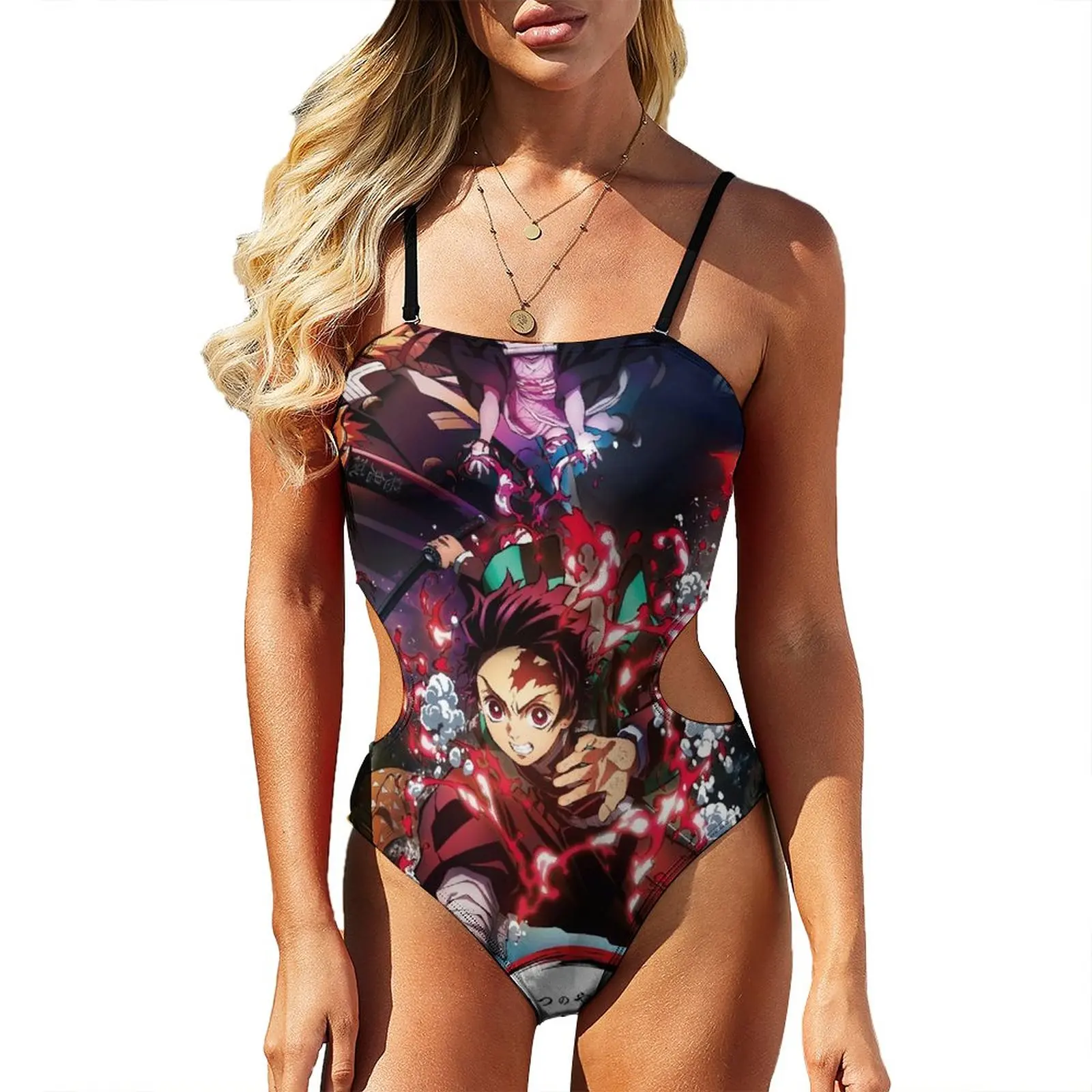 

Demon Slayer Anime Swimsuit Sexy Funny Nezuko One-Piece Swimwear Push Up Swimsuits Stylish Custom Beachwear Birthday Present