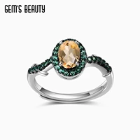 gems beauty natural citrine gemstone thorns bud handmade statement ring 925 sterling silver xadjustable rings for women