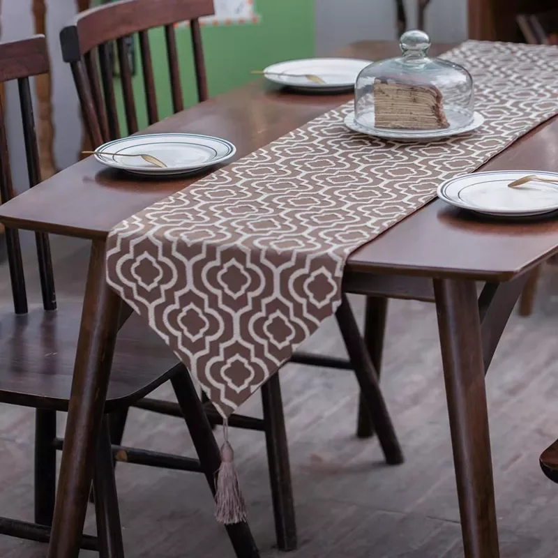 

Turquoise Table Runner Jacquard Bed Runner with Tassels Red Tablecloth Narrow for Home Party Wedding Dining Table Decor