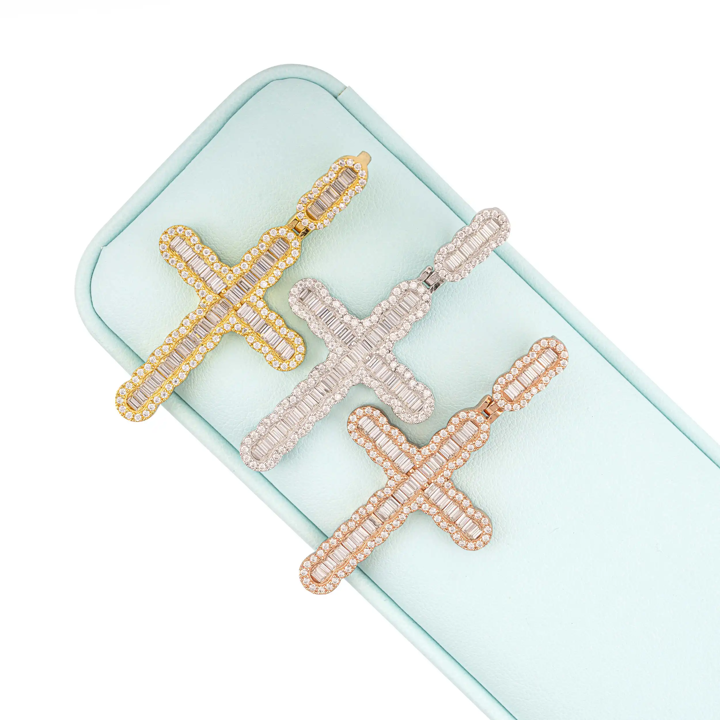 Подвеска из стерлингового серебра 925 пробы с муассанитом со льдом цвет D VVS1