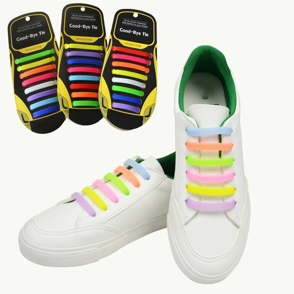 

16pcs/lot Silicone Shoelaces No tie Elastic Shoe Laces Special Shoestrings for Kid/Adult Lacing Rubber Sneakers Shoe Lace