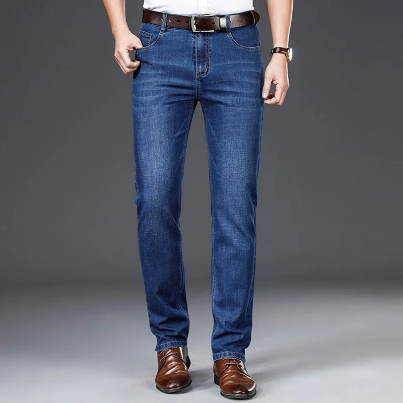 

Jeans dark blue loose trousers new men's stretch jeans spring and autumn men's casual high-quality cotton regular version