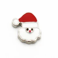 10pcslot enamel colorful father christmas floating charms fit living glass memory locket pendant necklace diy jewelry