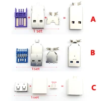 5sets welded wire connector with case usb 3 0 jack type a male plug 2a 5a large current diy connection adapter accessories
