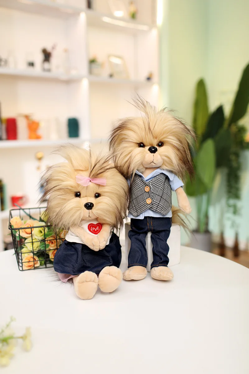 Йоркширская пара плюшевая кукла креативный дизайн милое мягкое удобное теплое