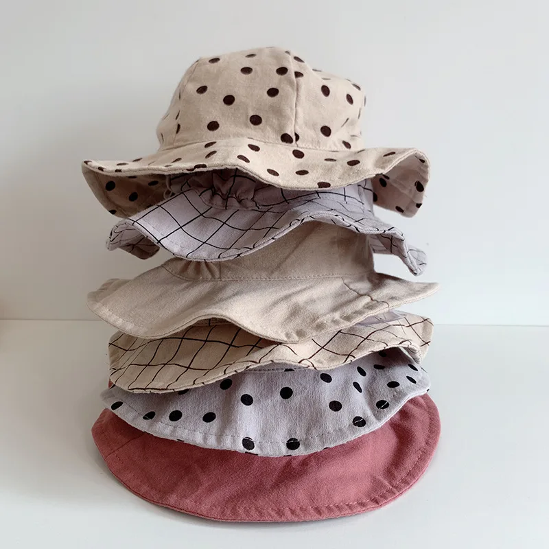 

Летняя детская шапка в горошек, мягкая хлопковая шляпа от солнца для мальчиков и девочек, Пляжная шапка для малышей, шапка рыбака