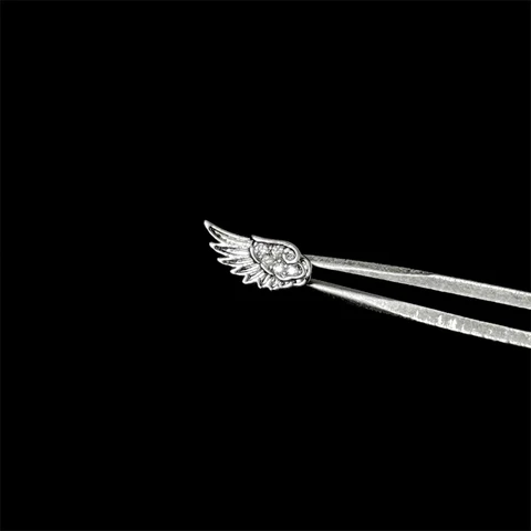 New Fashion Love Wings Cross Stainless Steel Ear Bone Nail Shiny Zircon Trendy Thread Earring for Women Body Piercing Accessorie