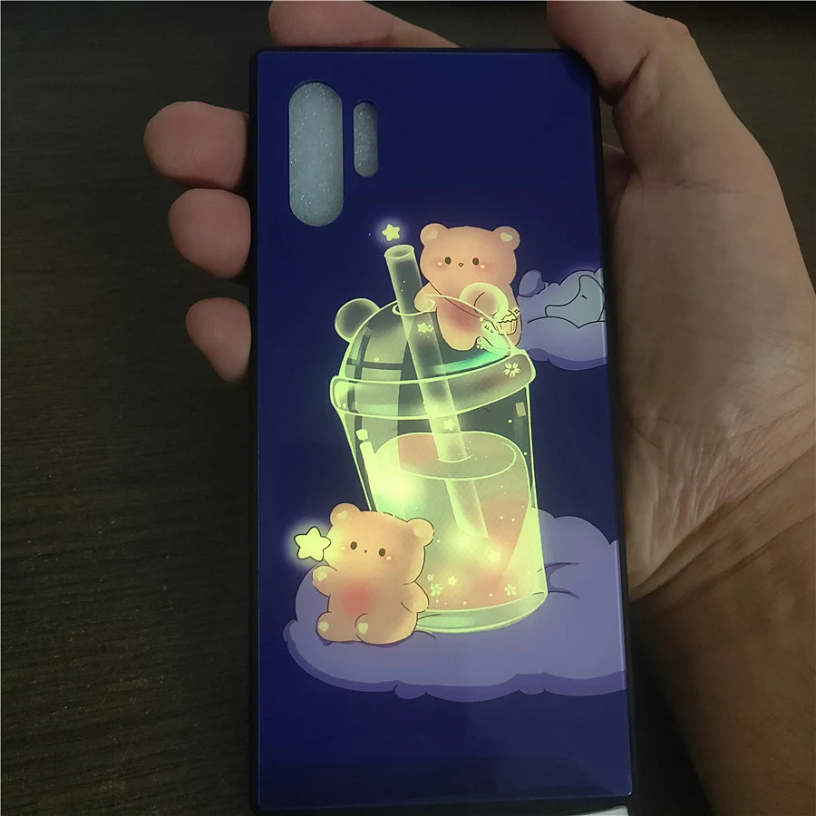 Светящийся чехол со светодиодной вспышкой для Samsung S22 Ultra S21 Note 20 Ultra S20FE S23 S24 S25 Plus A52 A32 Аниме Selfie Light Glass Coques (art.: 3920cc40dcd9d) - 3920cc40dcd9d
