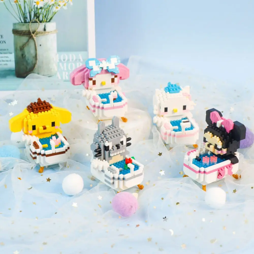 

Sanrio Building Blocks Hello Kitty Disney StellaLou Gelatoni Stitch Mickey Mario Minnie Diamond Brick Figures Toys Children Gift