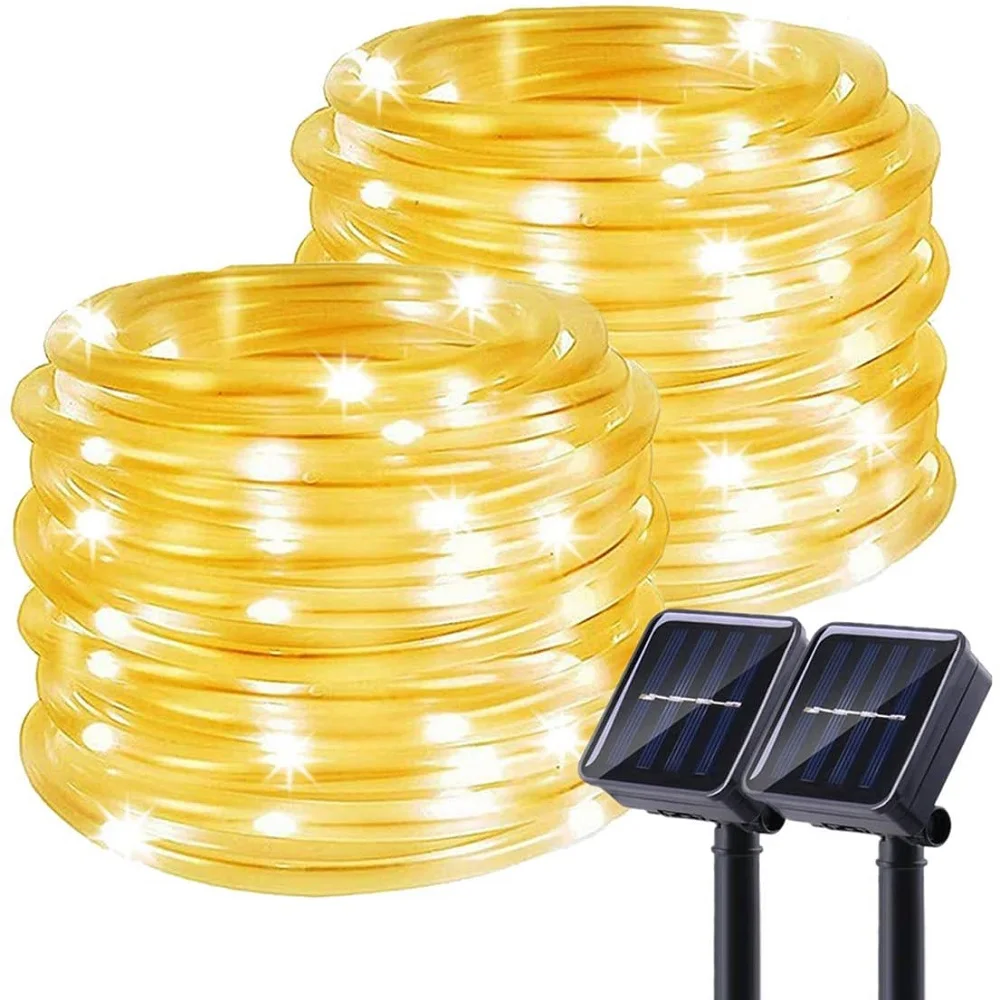Solar Rope Lights 10/20M Warm White Waterproof Solar Led Tube Fairy Lights For Outdoor Campsite Garden Street Decorations
