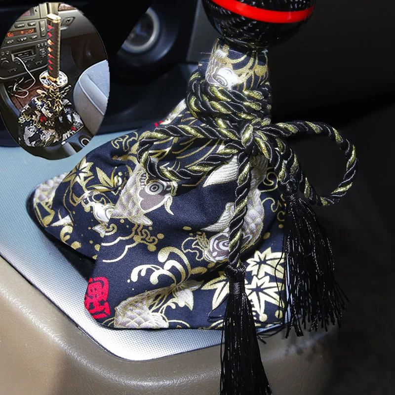 

Universal Car Accessories Pattern Style Canvas Katana Shift Lever Knob Dust Cover Racing Samurai Sword Shift Knob Collars
