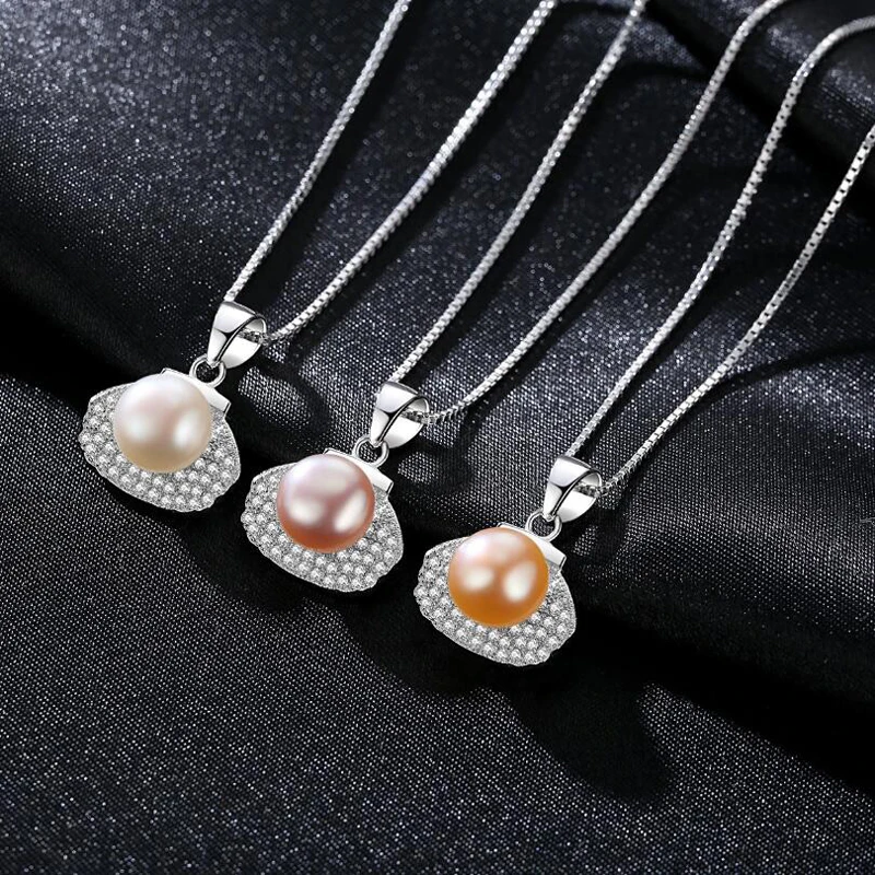 

[MeiBaPJ] настоящий пресноводный жемчуг, простое индивидуальное ожерелье с кулоном в виде ракушки, чистое серебро 925 пробы, ювелирные изделия дл...