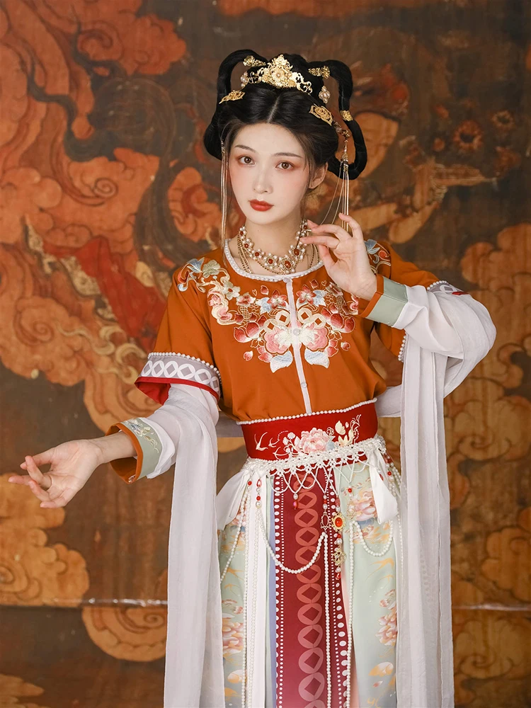 YJ32 Hanfu Женский китайский стиль оригинальный комплект из трех предметов длиной