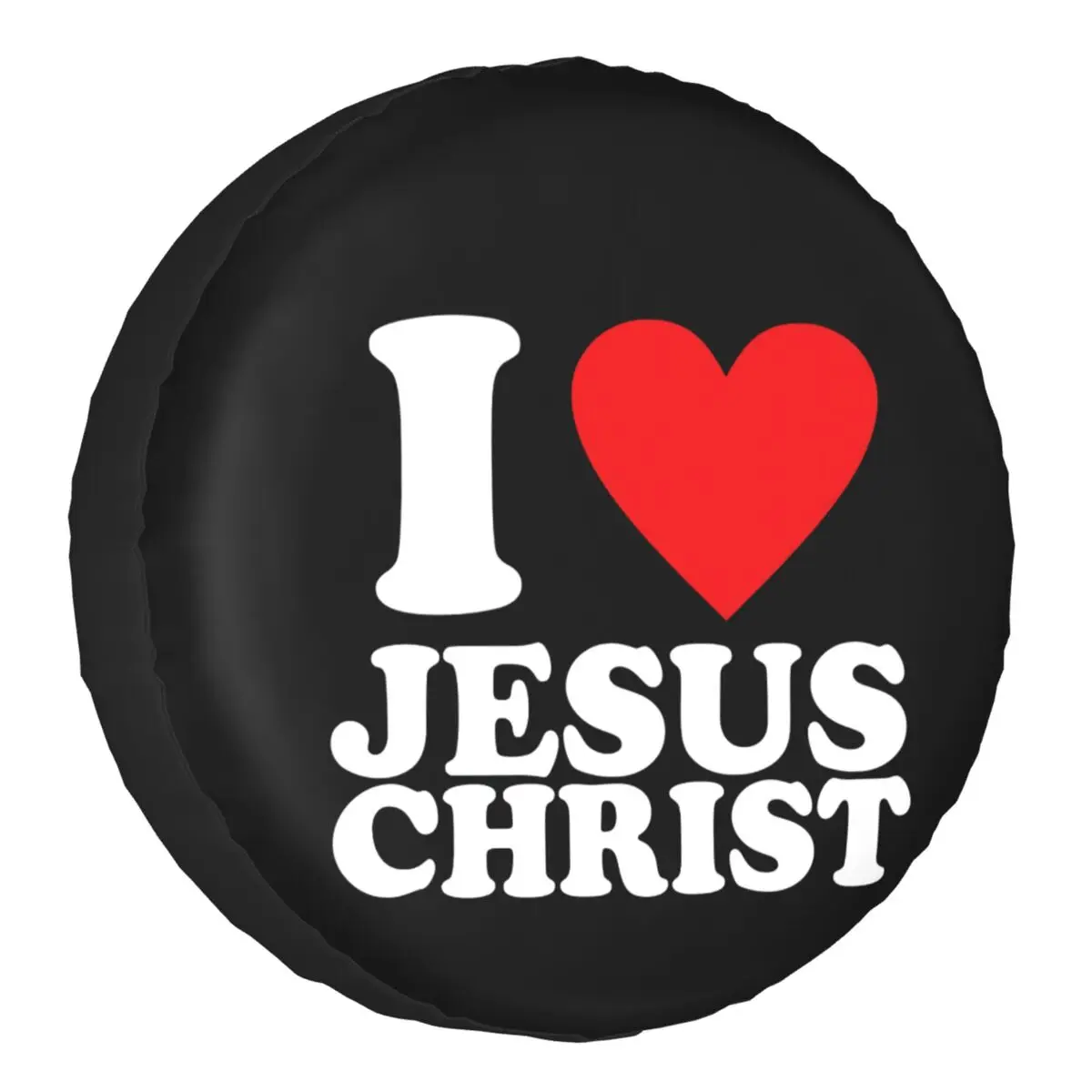 

I Love Jesus Christ Spare Tire Cover Case for Jeep Hummer Christmas Catholic Car Wheel Protectors Accessories 14" 15" 16" 17"
