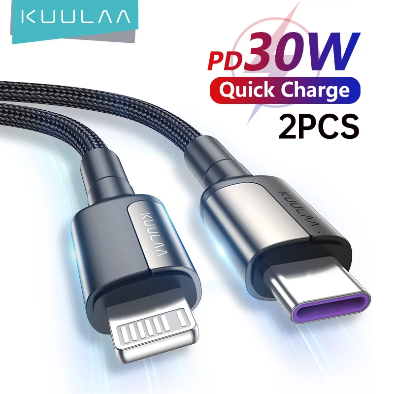 

KUULAA 2PCS 30W USB C Cable for iPhone 14 13 Pro Max Fast Charging PD Cable Type C to lightning Cable for iPhone 12 pro max cord