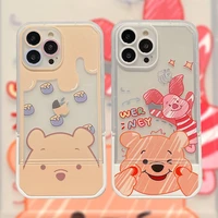 disney winnie the pooh invisible stand holder phone case shockproof soft cover for iphone 13 12 11 pro xs max xr silicone cover