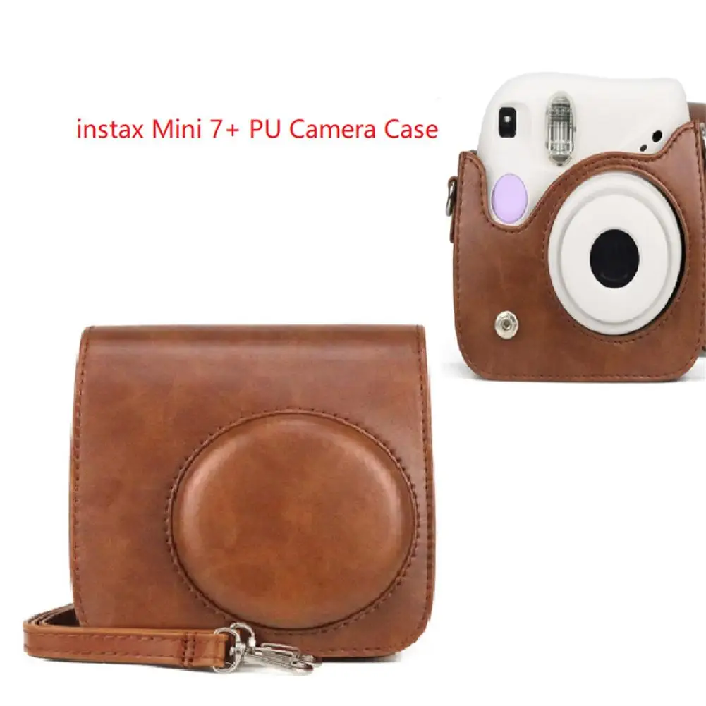 

Camera Case Protector Travel Carrying Bag Retro Protective Leather Cover Compatible For Instax Mini7+