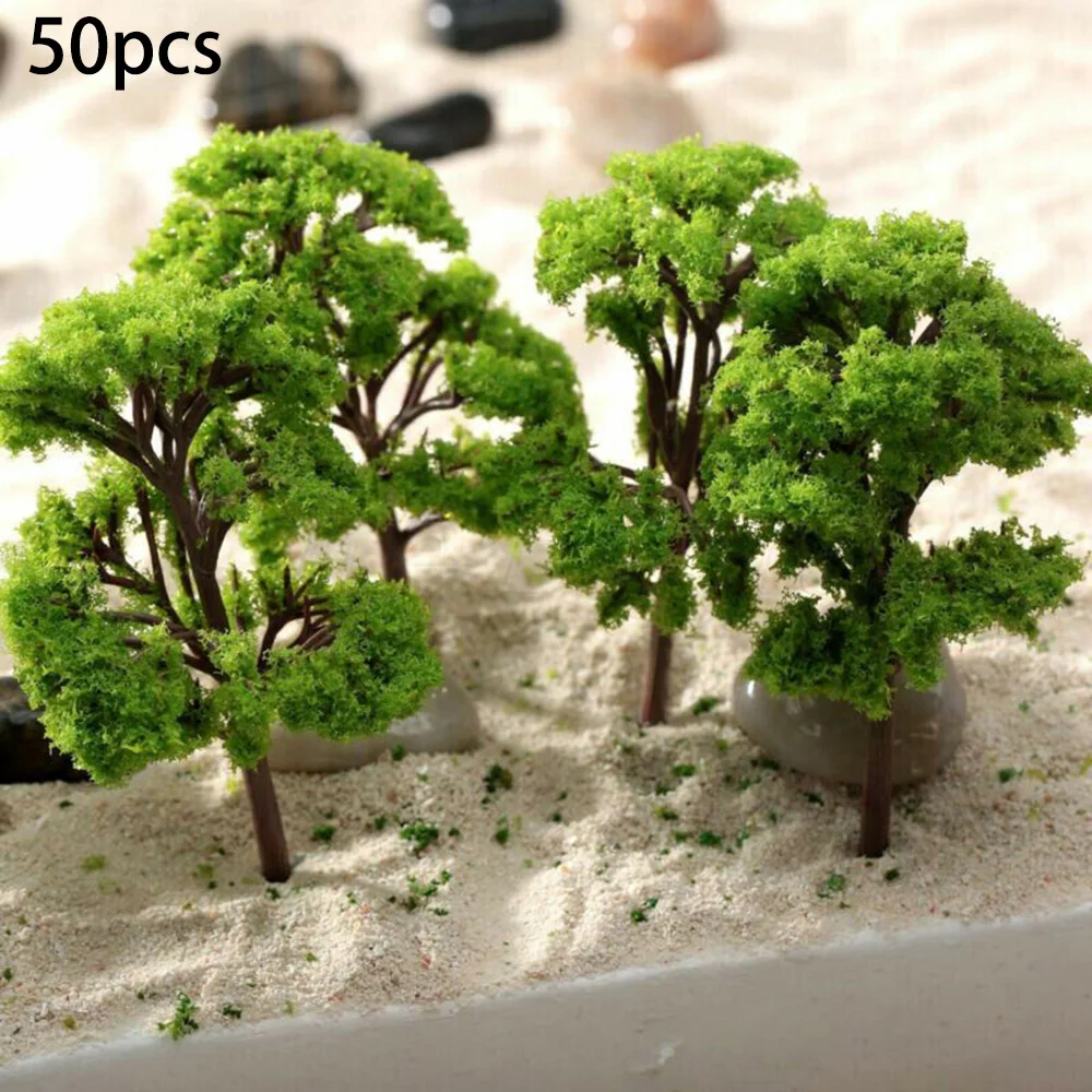 

50PCS Trees Model Garden Train Railway Architectural Scenery Layout Height 4cm Model Railway Layout Scenery Park Landscape