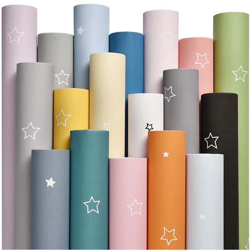 

Nordic Ins Style PVC Waterproof Self-Adhesive Wallpaper Kindergarten Children's Room College Student Dormitory Wallpape Sticker