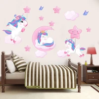new cartoon unicorn moon star butterfly pvc wall stickers living room bedroom kids room decoration painting poster home decor