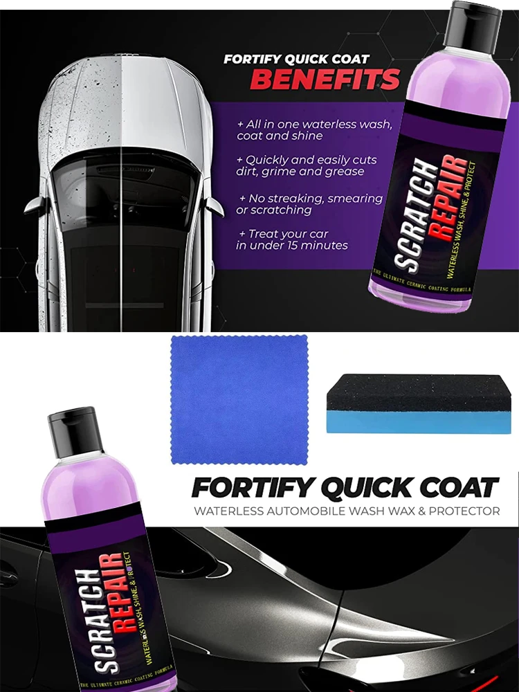 Car Scratch Remover 3.53 fl oz Car Oxidation Scratch & Swirl Remover Ceramic Coating Fortify Quick Coat Car Wax for Protect Coat
Car Scratch Remover 3.53 fl oz Car Oxidation Scratch & Swirl Remover Ceramic Coating Fortify Quick Coat Car Wax for Protect Coat