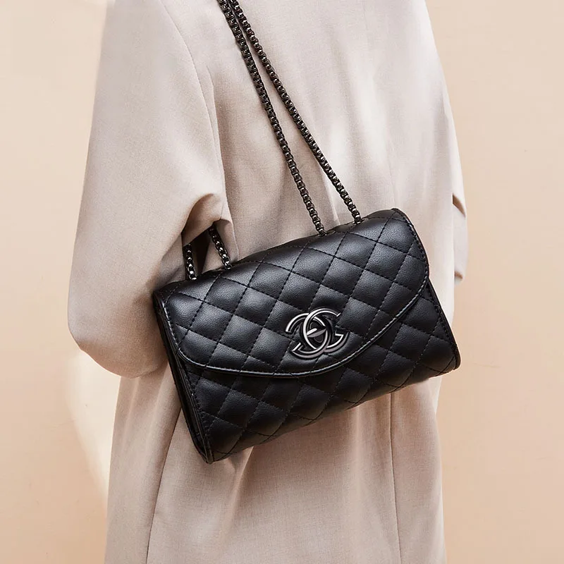 

Genuine Leather Women's Bag Diamond Check Cowhide Shoulder Bag Fashion Handbag Women's Crossbody bags