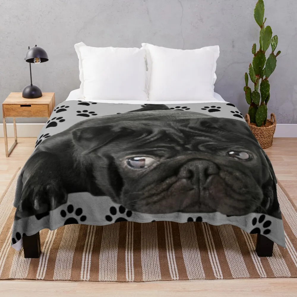 

Adorable Black PugThrow Blanket Double Blanket For Summer