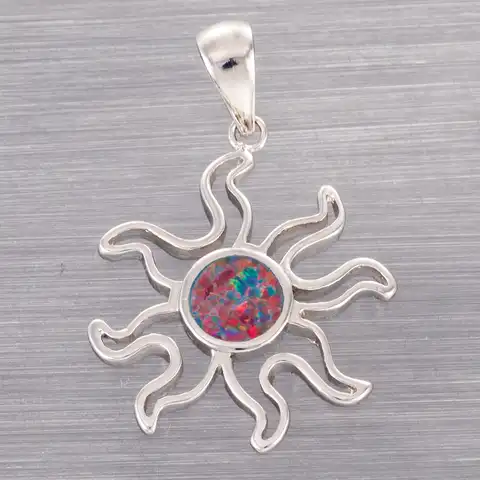 Kongmoon hollow Sunburst black cherry red fireproof sovereign jewelry for women pending pendant