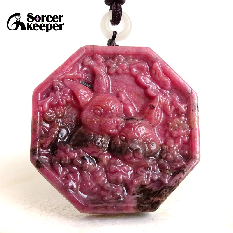 

Симпатичный Пасхальный кролик, ручная работа, родонит, нефрит, кулон, ожерелье, аксессуары для мужчин и женщин, подарок, «сделай сам», ручная работа, ювелирные изделия BH714